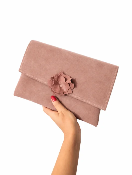 Plic roz pudra, din piele naturala intoarsa,handmade