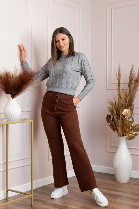 Pantaloni dama maro cu casmir si croi drept Giselle