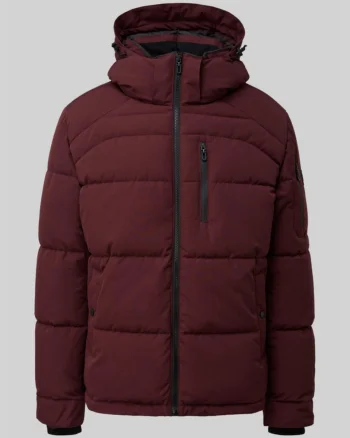 Geaca matlasata barbati cu gluga, croiala Regulr fit, Visiniu (SELECTATI MARIMEA: 3XL)