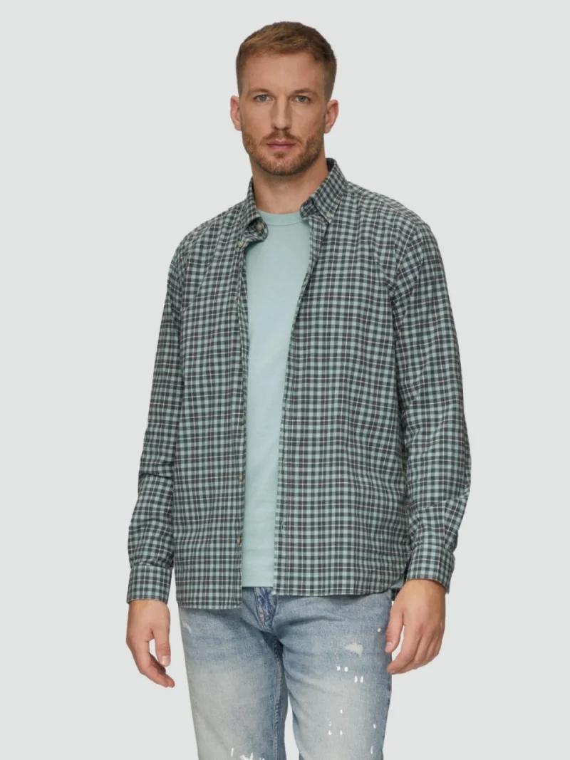 Cămașă bărbați cu imprimeu în carouri, croială Regular fit, Verde (SELECTATI MARIMEA: 2XL)