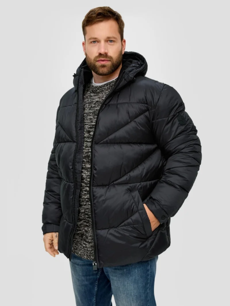 Geaca matlasata barbati big size cu gluga, Negru (SELECTATI MARIMEA: 2XL)