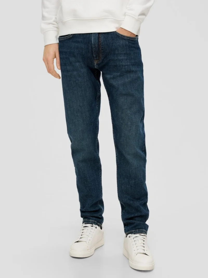 Blugi barbati Mauro, cu talie medie, croiala Regular, Tapered Leg, Albastru inchis (SELECTATI MARIMEA: 30, SELECTATI LUNGIMEA: 34)