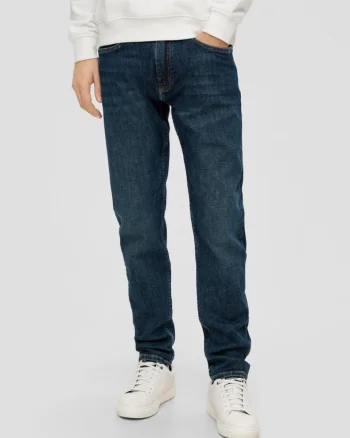 Blugi barbati Mauro, cu talie medie, croiala Regular, Tapered Leg, Albastru inchis (SELECTATI MARIMEA: 30, SELECTATI LUNGIMEA: 34)