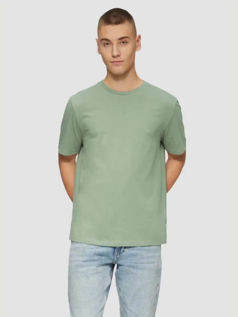 Tricou cu maneca scurta, barbati, la baza gatului, croiala Regular Fit, Verde pudrat (SELECTATI MARIMEA: S)