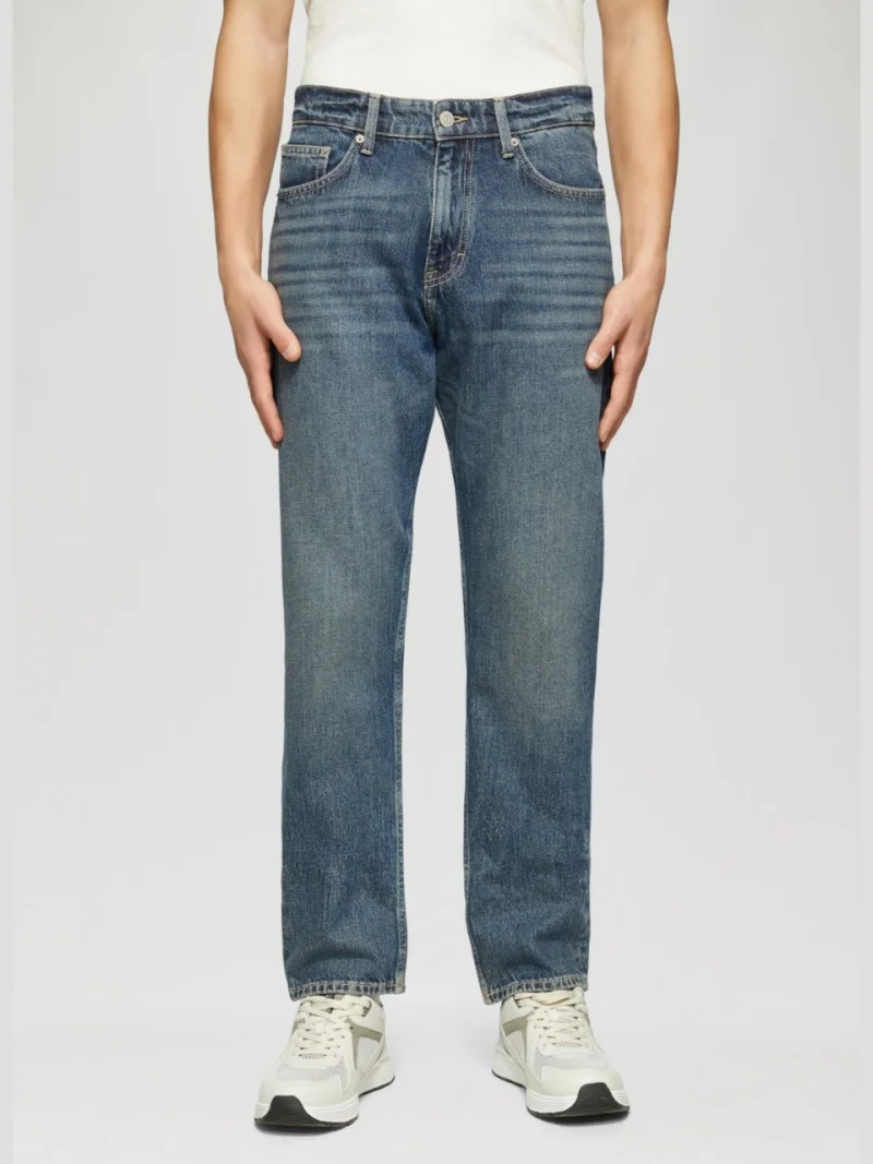 Blugi barbati Pete, cu talie medie, Regular fit, Straight leg, Albastru (SELECTATI MARIMEA: 29, SELECTATI LUNGIMEA: 32)