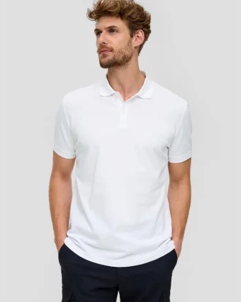 Tricou polo barbati, din bumbac cu croiala Regular Fit, logo, Alb (SELECTATI MARIMEA: XL)