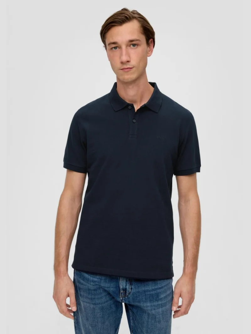 Tricou polo barbati, din bumbac cu croiala Regular Fit, logo, Bleumarin (SELECTATI MARIMEA: M)