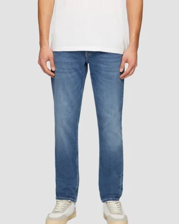 Blugi barbati Nelio, cu talie medie, croiala Slim Fit, Slim Leg, Albastru inchis (SELECTATI MARIMEA: 32, SELECTATI LUNGIMEA: 32)