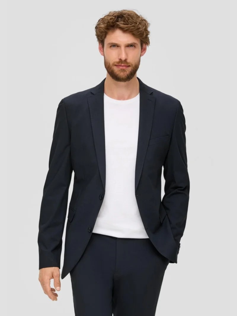 s.Oliver BLACK LABEL Sacou elegant barbati cu croiala Regular Fit, Bleumarin (SELECTATI MARIMEA: 44)