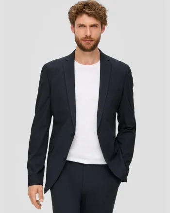 s.Oliver BLACK LABEL Sacou elegant barbati cu croiala Regular Fit, Bleumarin (SELECTATI MARIMEA: 44)