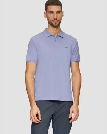 s.Oliver Tricou polo barbati, din bumbac cu croiala Regular Fit, logo, Lila (SELECTATI MARIMEA: S)