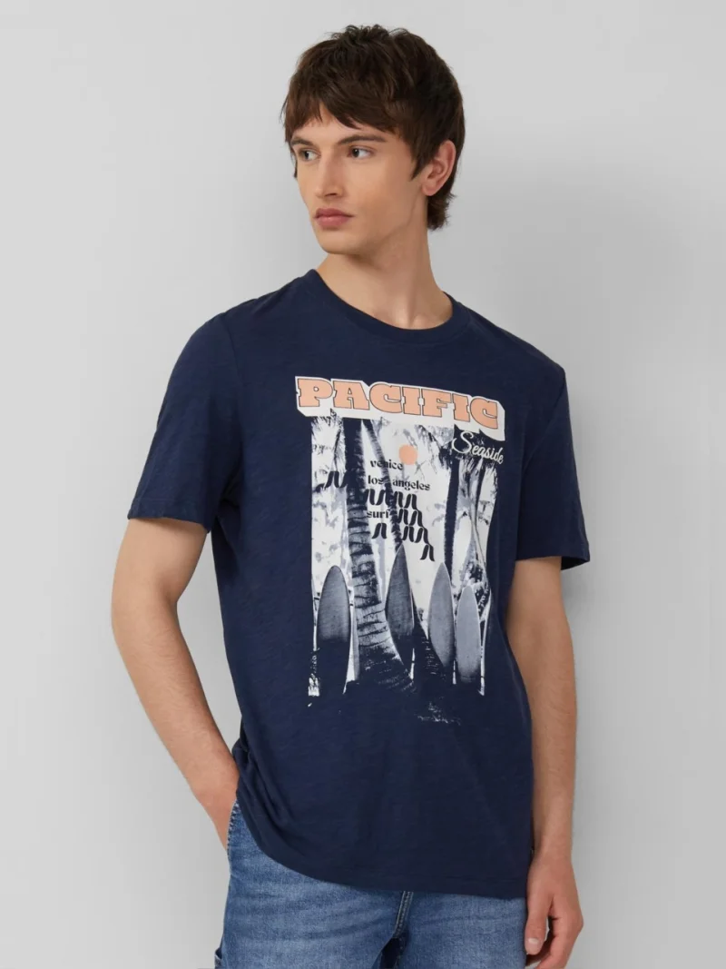 s.Oliver Tricou barbati cu decolteu la baza gatului, Regular Fit din bumbac, Bleumarin (SELECTATI MARIMEA: S)