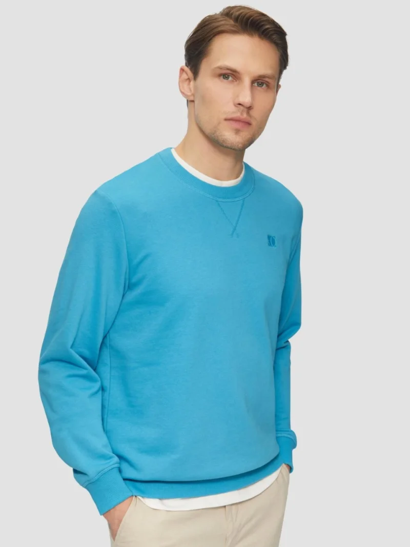 s.Oliver Bluza simpla barbati din amestec de bumbac si viscoza, Regular fit, Albastru deschis (SELECTATI MARIMEA: S)