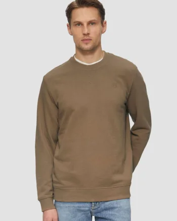 s.Oliver Bluza simpla barbati din amestec de bumbac si viscoza, Regular fit, Maro (SELECTATI MARIMEA: 2XL)