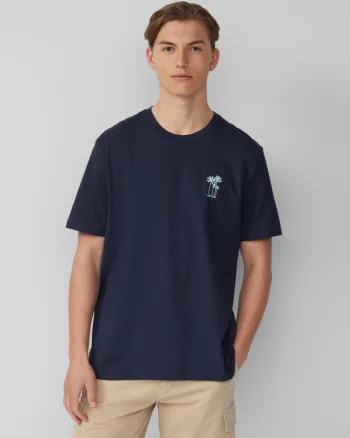 Q/S by s.Oliver Tricou barbati cu imprimeu, decolteu la baza gatului, Regular fit, Bleumarin inchis (SELECTATI MARIMEA: S)