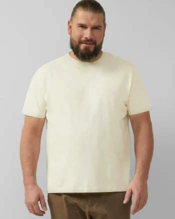 s.Oliver Big Sizes Tricou barbati big sizes din jerseu moale de bumbac, Regular fit, Crem (SELECTATI MARIMEA: 4XL)