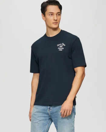 s.Oliver Tricou barbati cu decolteu la baza gatului, Regular fit, din jerse de bumbac, Bleumarin inchis (SELECTATI MARIMEA: 2XL)