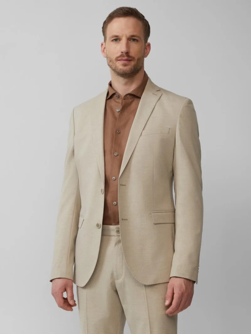 s.Oliver BLACK LABEL Sacou barbati cu model fin si croiala Slim Fit, Maro deschis (SELECTATI MARIMEA: 46)