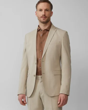 s.Oliver BLACK LABEL Sacou barbati cu model fin si croiala Slim Fit, Maro deschis (SELECTATI MARIMEA: 46)