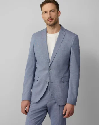 s.Oliver BLACK LABEL Sacou barbati cu model fin si croiala Slim Fit, Albastru deschis (SELECTATI MARIMEA: 56)