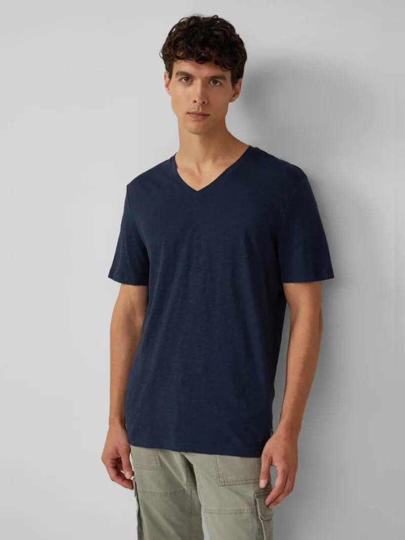 s.Oliver Tricou barbati cu decolteu in V, Regular fit, din bumbac, Bleumarin inchis (SELECTATI MARIMEA: S)