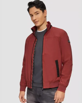 s.Oliver Jacheta barbati tip aviator cu bata elastica, Rosu inchis (SELECTATI MARIMEA: S)