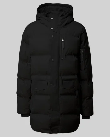 s.Oliver Geaca lunga barbati cu gluga, rezistenta la apa, Regular fit, Negru (SELECTATI MARIMEA: 2XL)