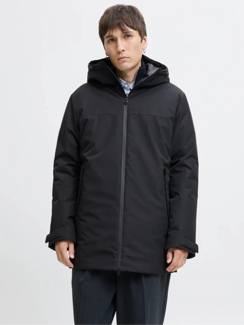 Jack & Jones Jacheta JJBRANDON PARKA, barbati cu design minimalist, Negru (SELECTATI MARIMEA: S)