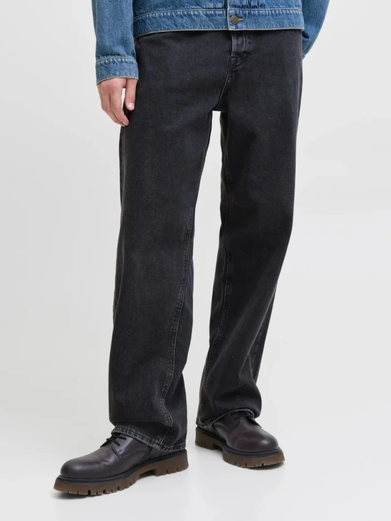 Jack & Jones Blugi barbati ALEX, cu talie inalta si croiala Dreapta, Negru (SELECTATI MARIMEA: 28, SELECTATI LUNGIMEA: 32)