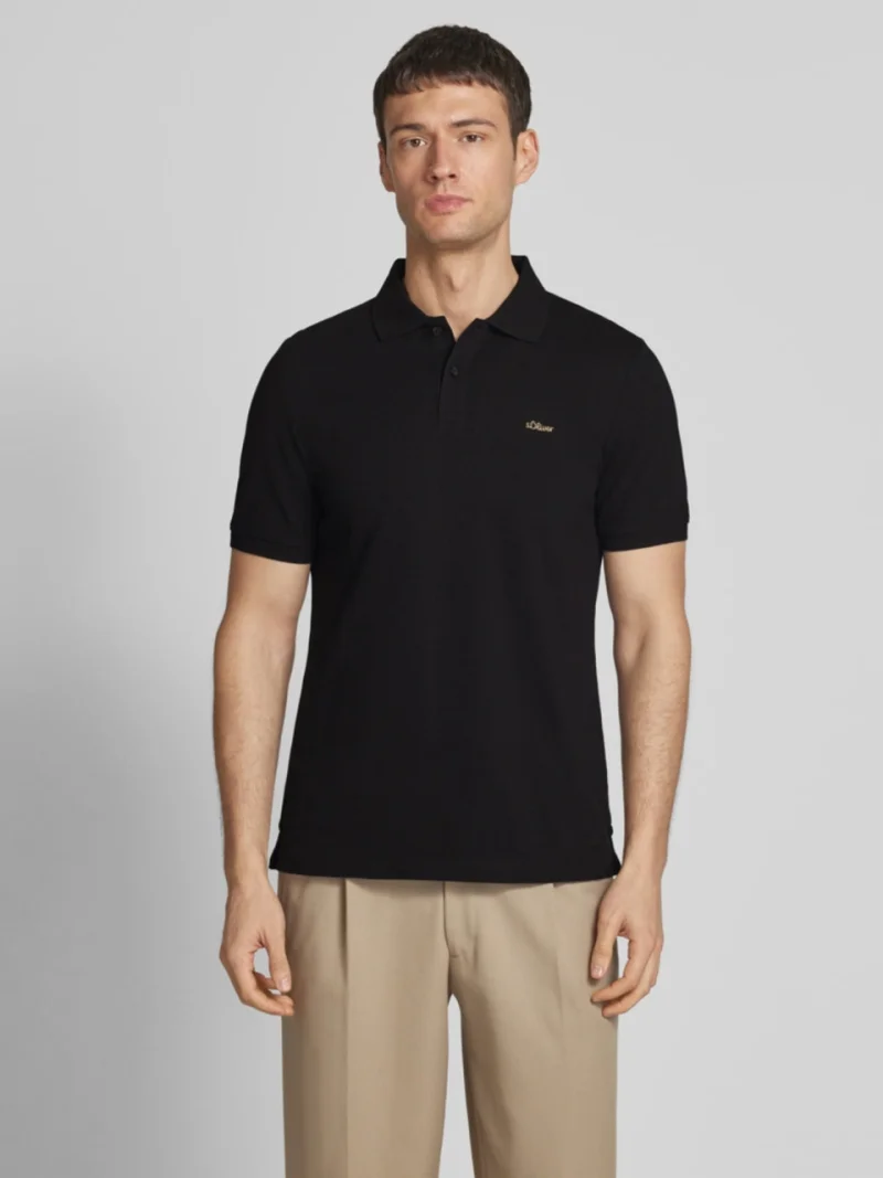 s.Oliver Tricou polo barbati, din 100% bumbac, cu logo, Negru (SELECTATI MARIMEA: M)