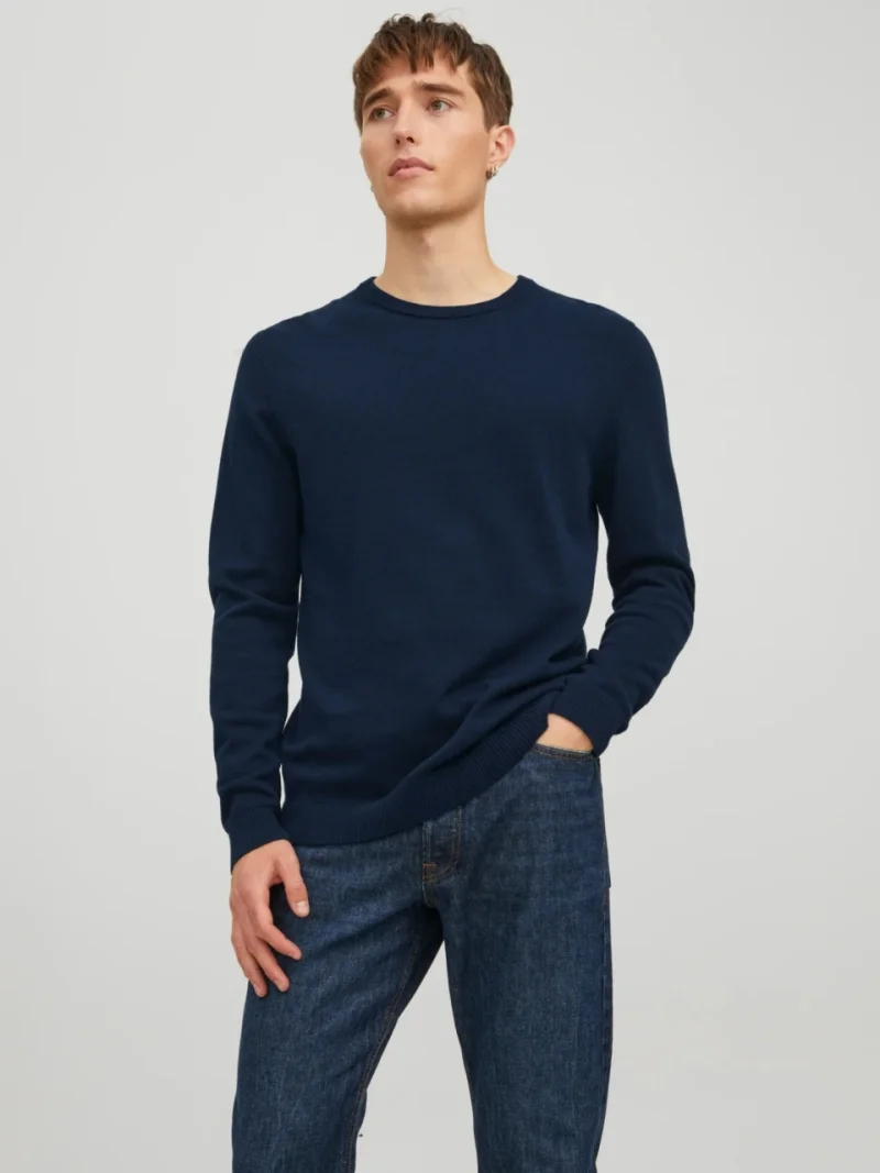 Jack & Jones Pulover barbati cu decolteu la baza gatului, Bleumarin inchis (SELECTATI MARIMEA: S)
