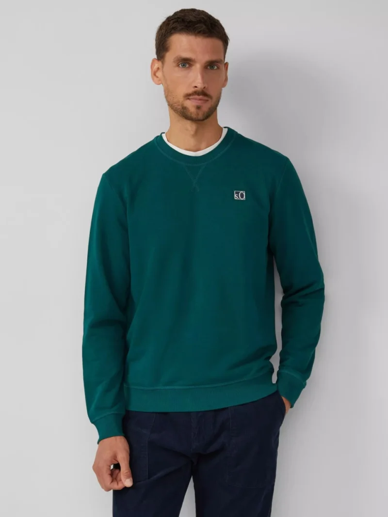 s.Oliver Bluza barbati, cu decolteu la baza gatului, logo, Verde (SELECTATI MARIMEA: S)