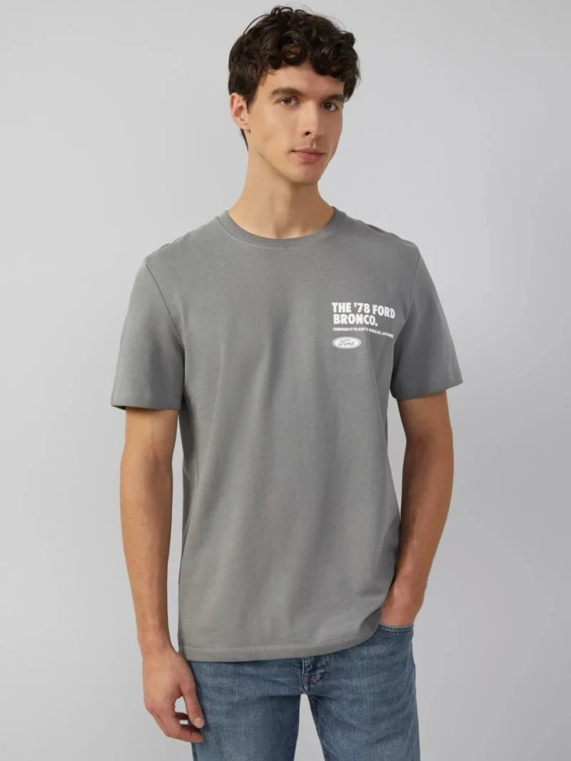 s.Oliver Tricou barbati la baza gatului, Regular fit, cu imprimeu Ford®, Gri inchis (SELECTATI MARIMEA: S)
