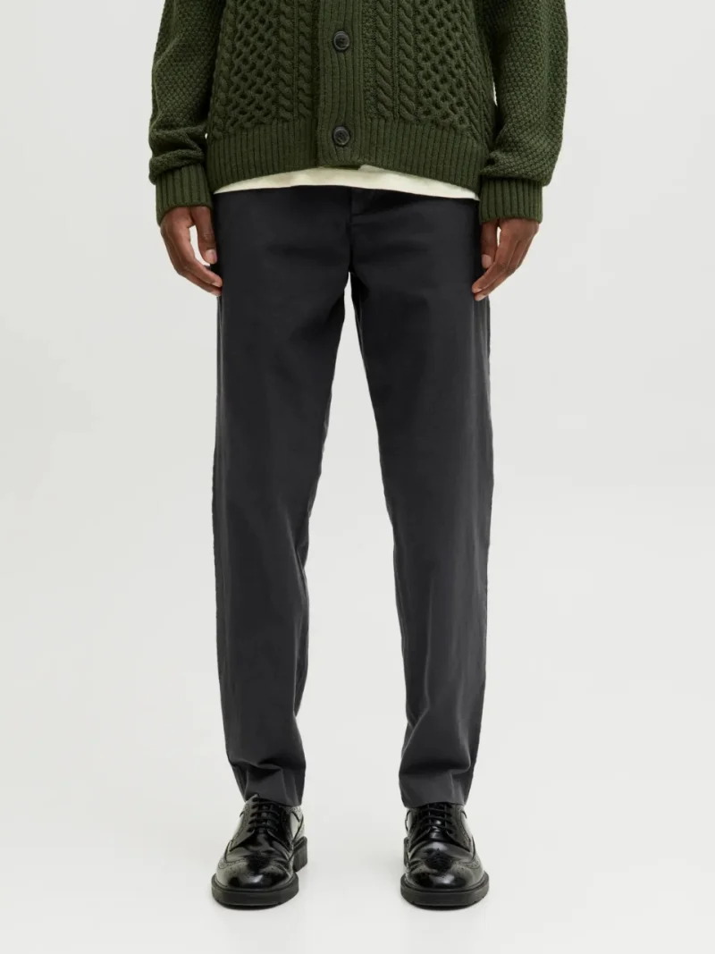 Jack & Jones, Pantaloni chino barbati, Kenso, casual, cu talie medie si croiala Conica, Negru (SELECTATI MARIMEA: L)