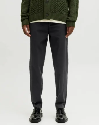 Jack & Jones, Pantaloni chino barbati, Kenso, casual, cu talie medie si croiala Conica, Negru (SELECTATI MARIMEA: L)