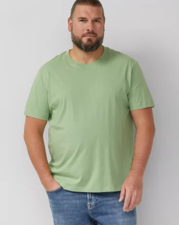 s.Oliver Big Sizes Tricou barbati big sizes, cu decolteu la baza gatului, din bumbac, Verde deschis (SELECTATI MARIMEA: 2XL)