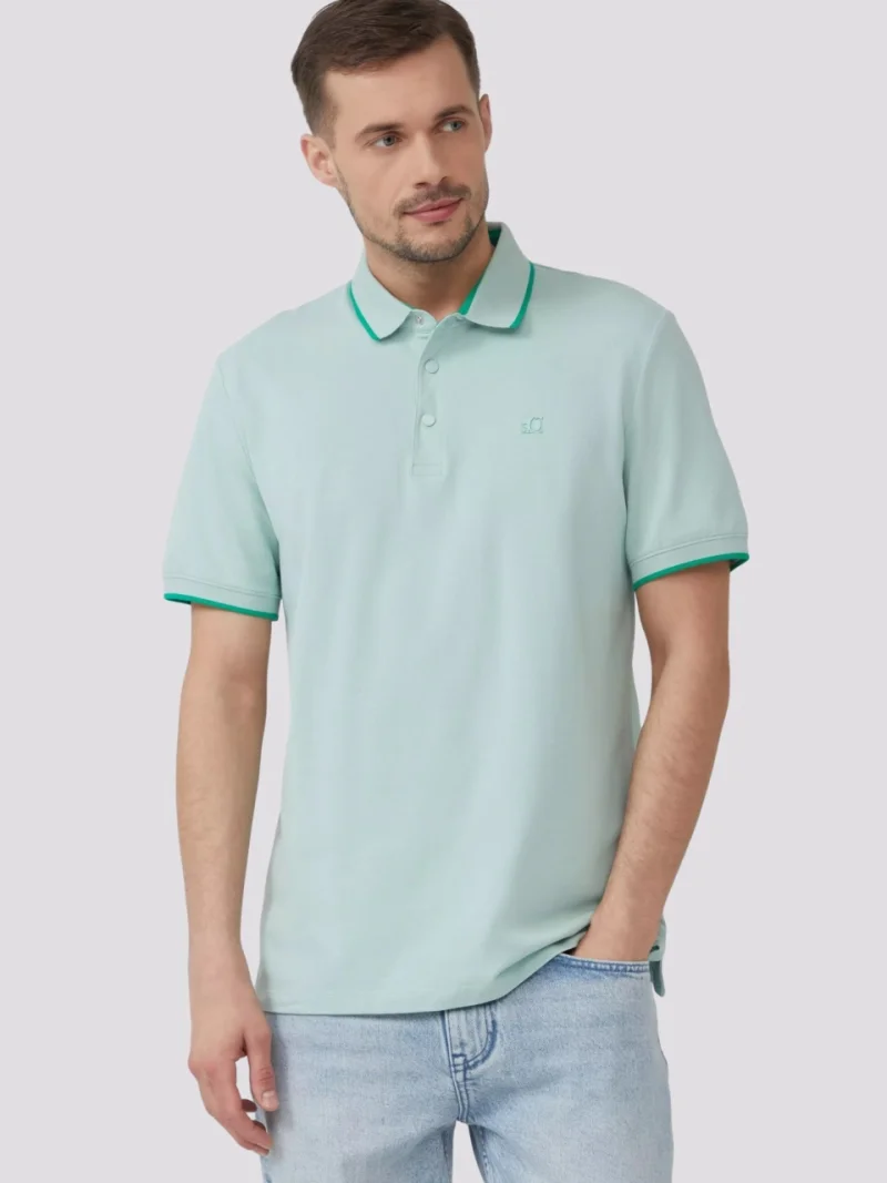 s.Oliver Tricou polo barbati cu detalii contrastante, Verde menta (SELECTATI MARIMEA: S)