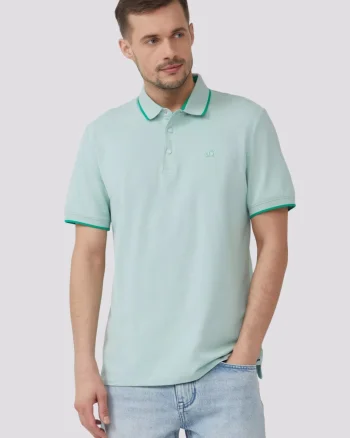 s.Oliver Tricou polo barbati cu detalii contrastante, Verde menta (SELECTATI MARIMEA: S)