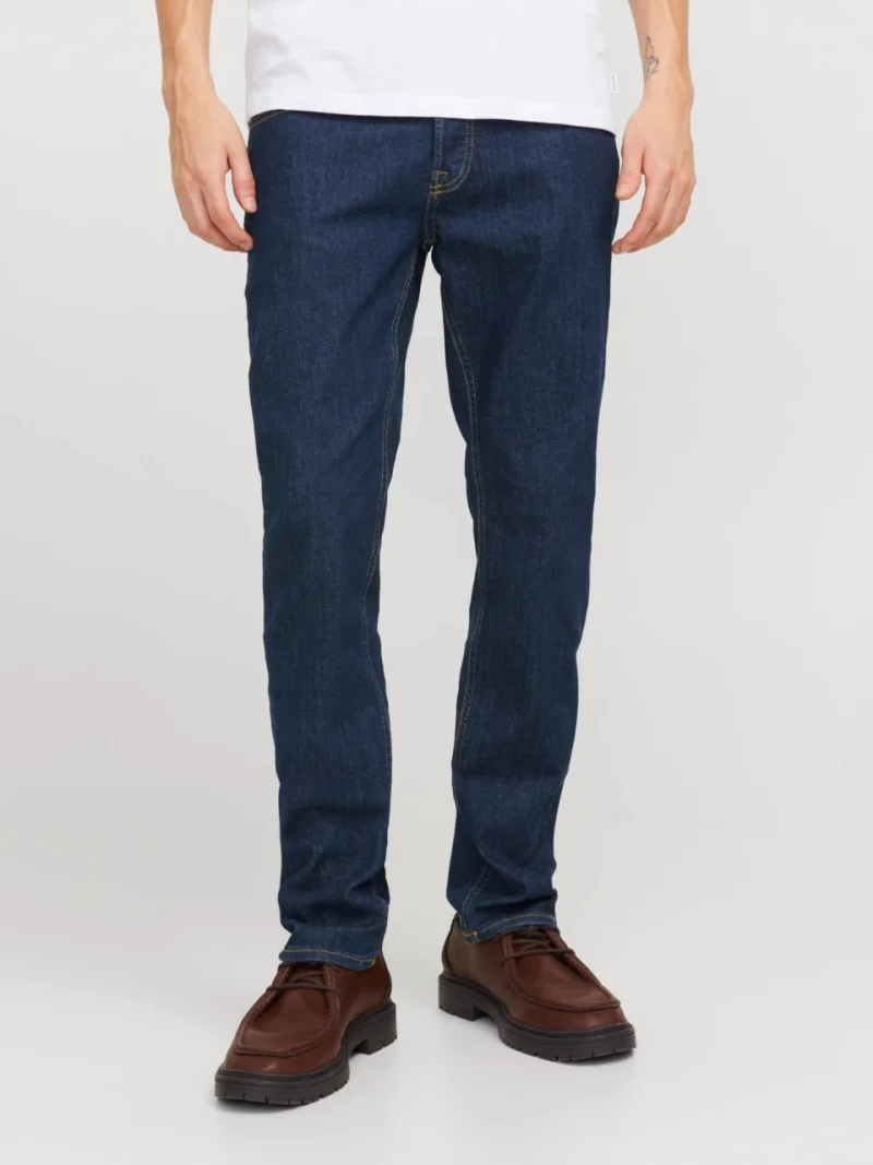 Jack & Jones Blugi barbati GLENN, talie joasa, croiala Slim fit, Albastru inchis (SELECTATI MARIMEA: 31, SELECTATI LUNGIMEA: 34)