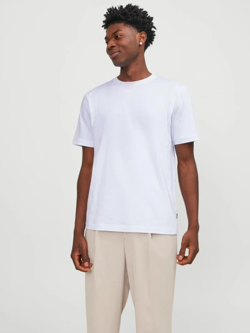 Jack & Jones, Tricou simplu, barbati cu decolteu la baza gatului, Alb (SELECTATI MARIMEA: 2XL)