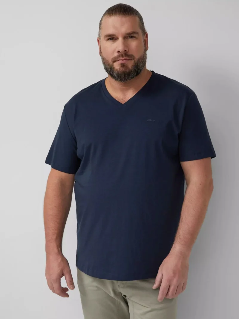 s.Oliver Big Sizes Tricou barbati big sizes, cu anchior, din bumbac, Bleumarin inchis (SELECTATI MARIMEA: 2XL)