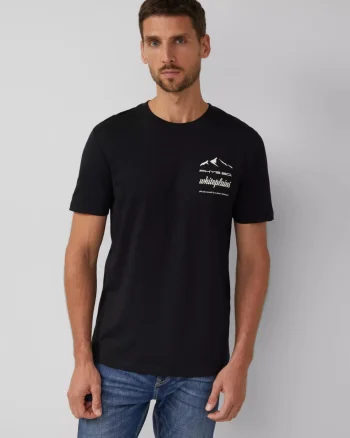 s.Oliver Tricou barbati cu imprimeu frontal, Regular fit, Negru (SELECTATI MARIMEA: S)