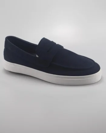 s.Oliver Pantofi casual barbati, fara siret, din piele naturala, intoarsa, Bleumarin inchis (SELECTATI MARIMEA: 44)