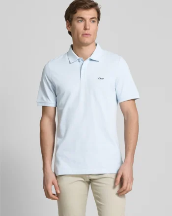 s.Oliver Tricou polo barbati, din 100% bumbac, cu logo, Albastru pastel (SELECTATI MARIMEA: XL)