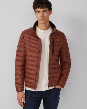 s.Oliver Jacheta matlasata barbati, usoara cu detalii sportive contrastante, Caramiziu (SELECTATI MARIMEA: 3XL)