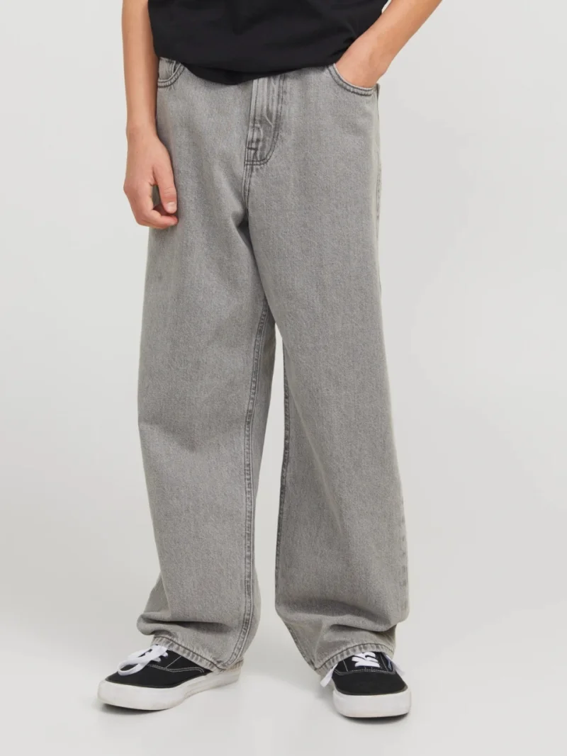 Jack & Jones Blugi baieti, ALEX, cu talie inalta si croiala Baggy Fit, Gri inchis (SELECTATI MARIMEA: 128 cm)