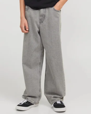 Jack & Jones Blugi baieti, ALEX, cu talie inalta si croiala Baggy Fit, Gri inchis (SELECTATI MARIMEA: 128 cm)