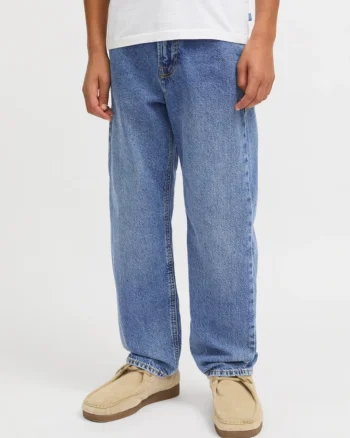 Jack & Jones Blugi baieti, CHRIS, cu talie inalta si croiala Relaxed fit, Albastru (SELECTATI MARIMEA: 128 cm)