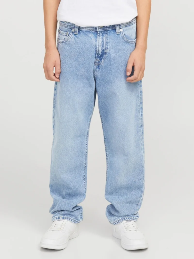 Jack & Jones Blugi baieti, CHRIS, cu talie inalta si croiala Relaxed fit, Albastru deschis (SELECTATI MARIMEA: 140 cm)