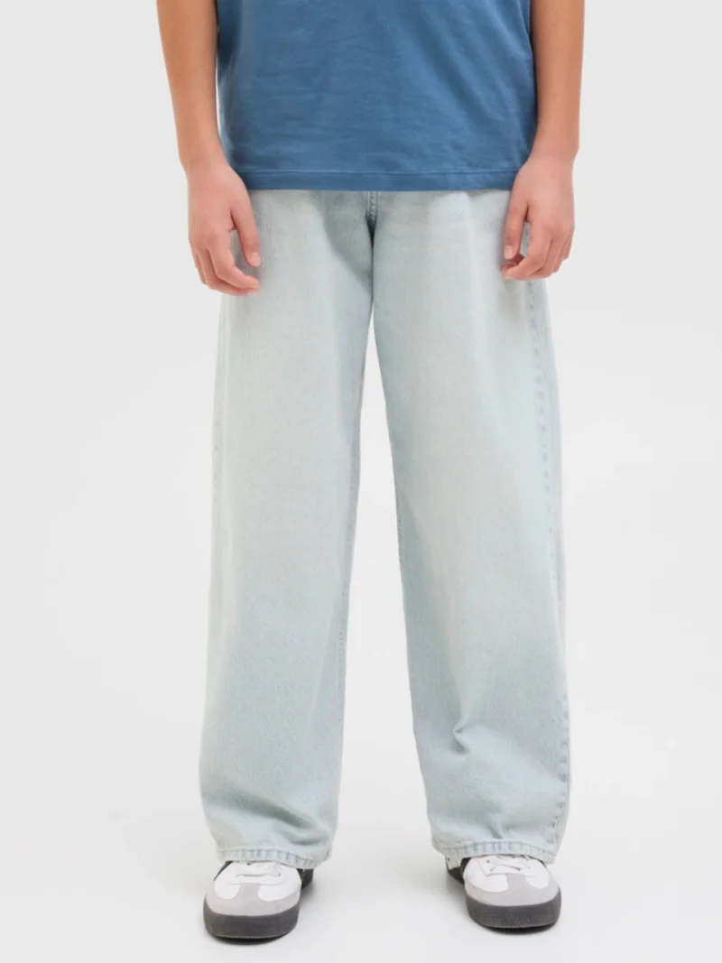 Jack & Jones Blugi baieti, RON, cu talie inalta si croiala Extra Baggy fit, Albastru deschis (SELECTATI MARIMEA: 176 cm)